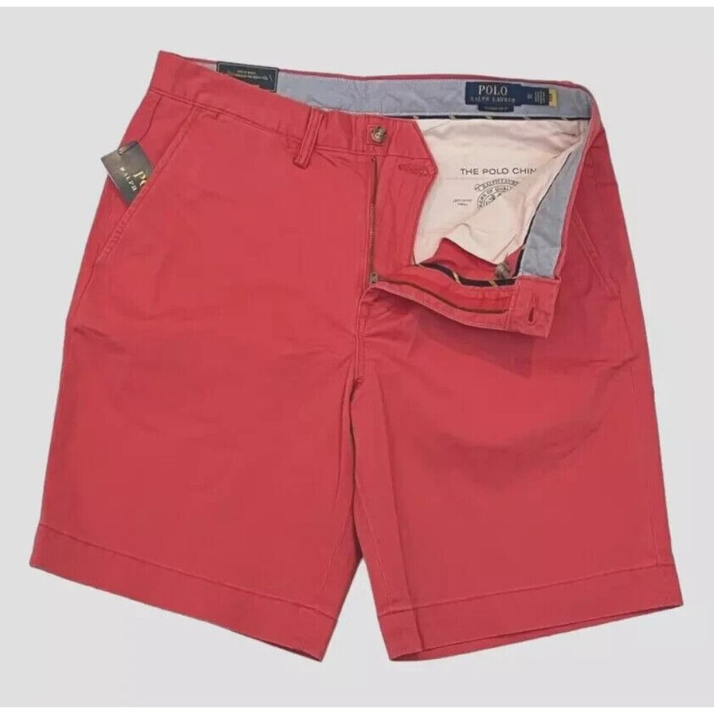 Polo Ralph Lauren Mens Starboard Red 33 Classic Fit Stretch 9" Flat Front Shorts - Picture 5 of 11